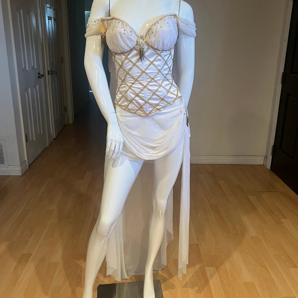 $800 TRASHY ORIGINAL LINGERIE GODDESS CORSET W / MATCHING SKIRT SZ M MEDIUM